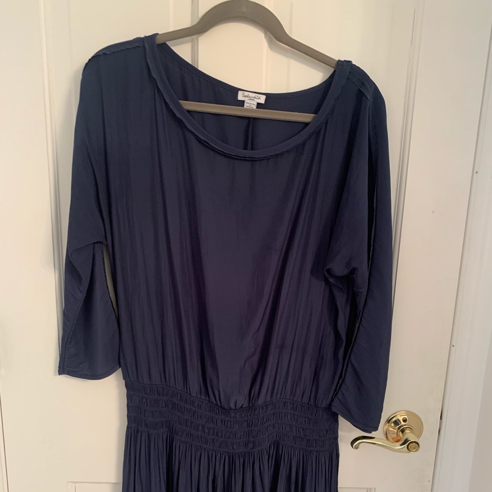 Splendid dropped waist navy silk dress